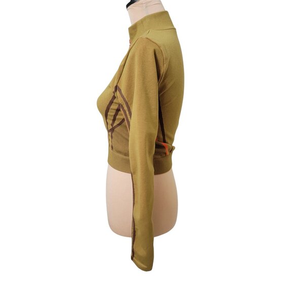 Fabletics Unsized Opal Seamless Half Zip Top in Warm Olive/Multi - Picture 4 of 12